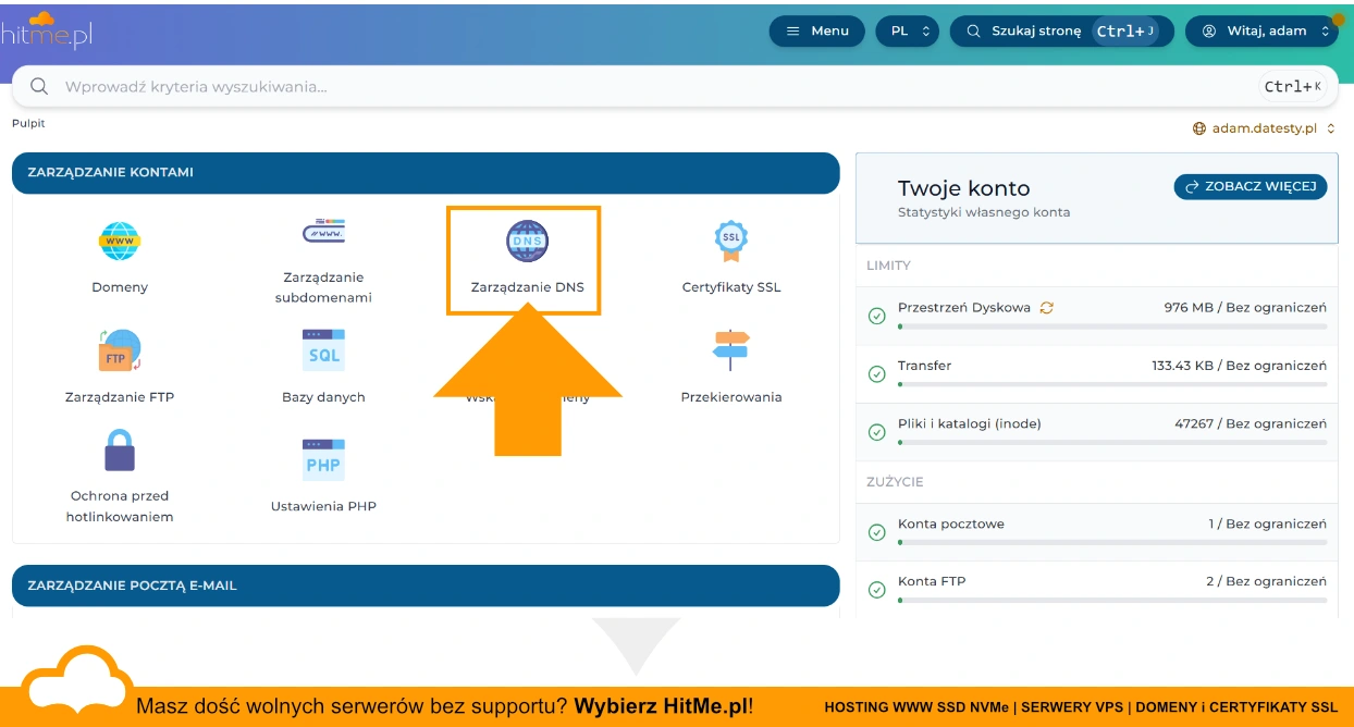 DirectAdmin zarządzanie DNS 