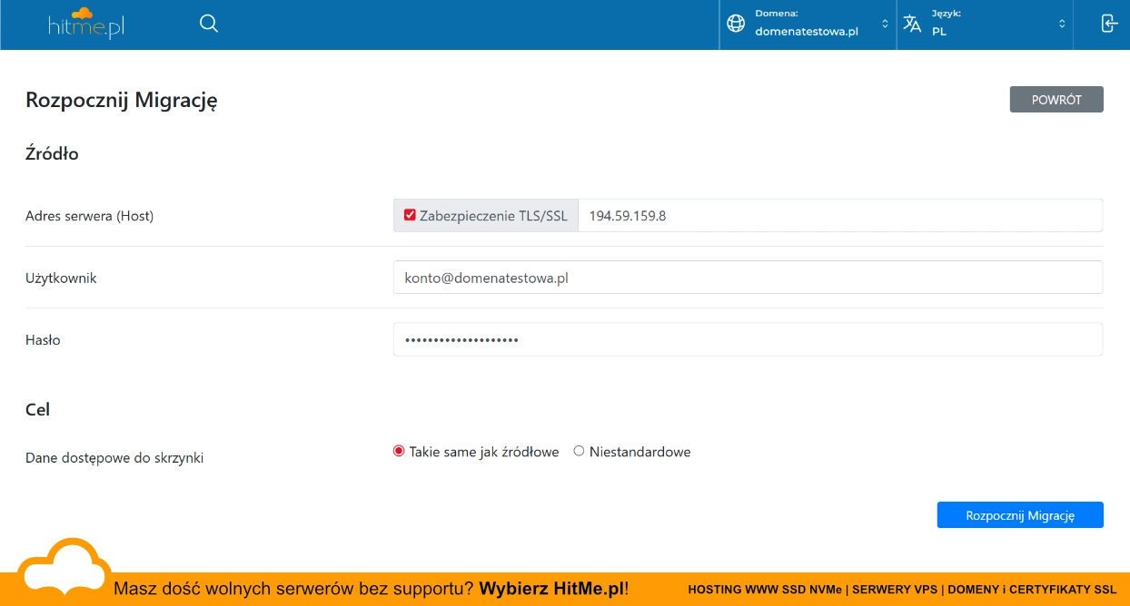 Przykład uzupełnienia formularza