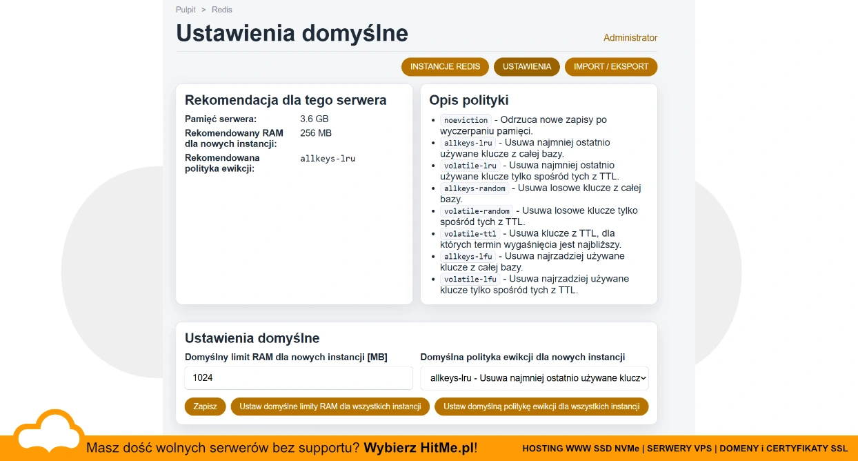 redis ustawienia admin