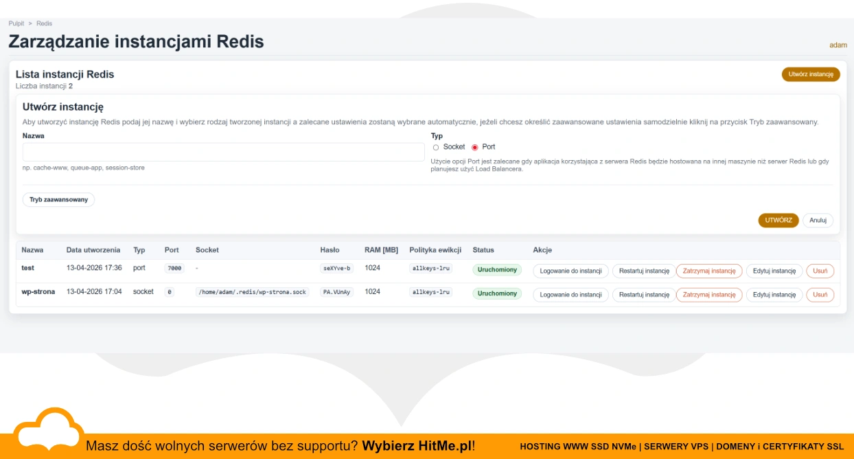 redis połączenia socket i port