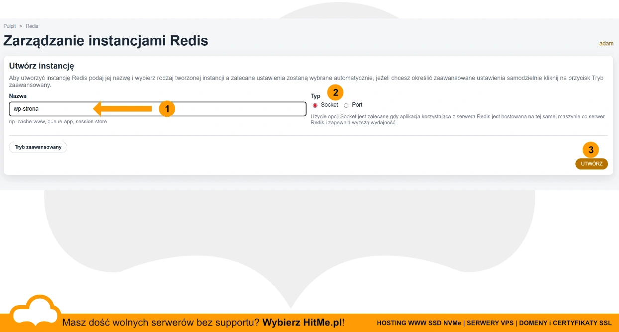 tworzenie instancji redis