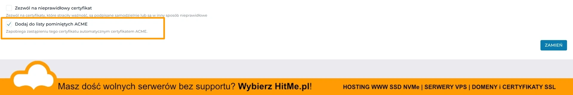 opcje formularza directadmin