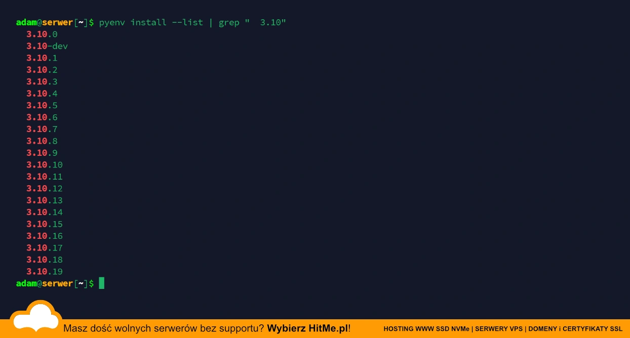 wersje python z pyenv